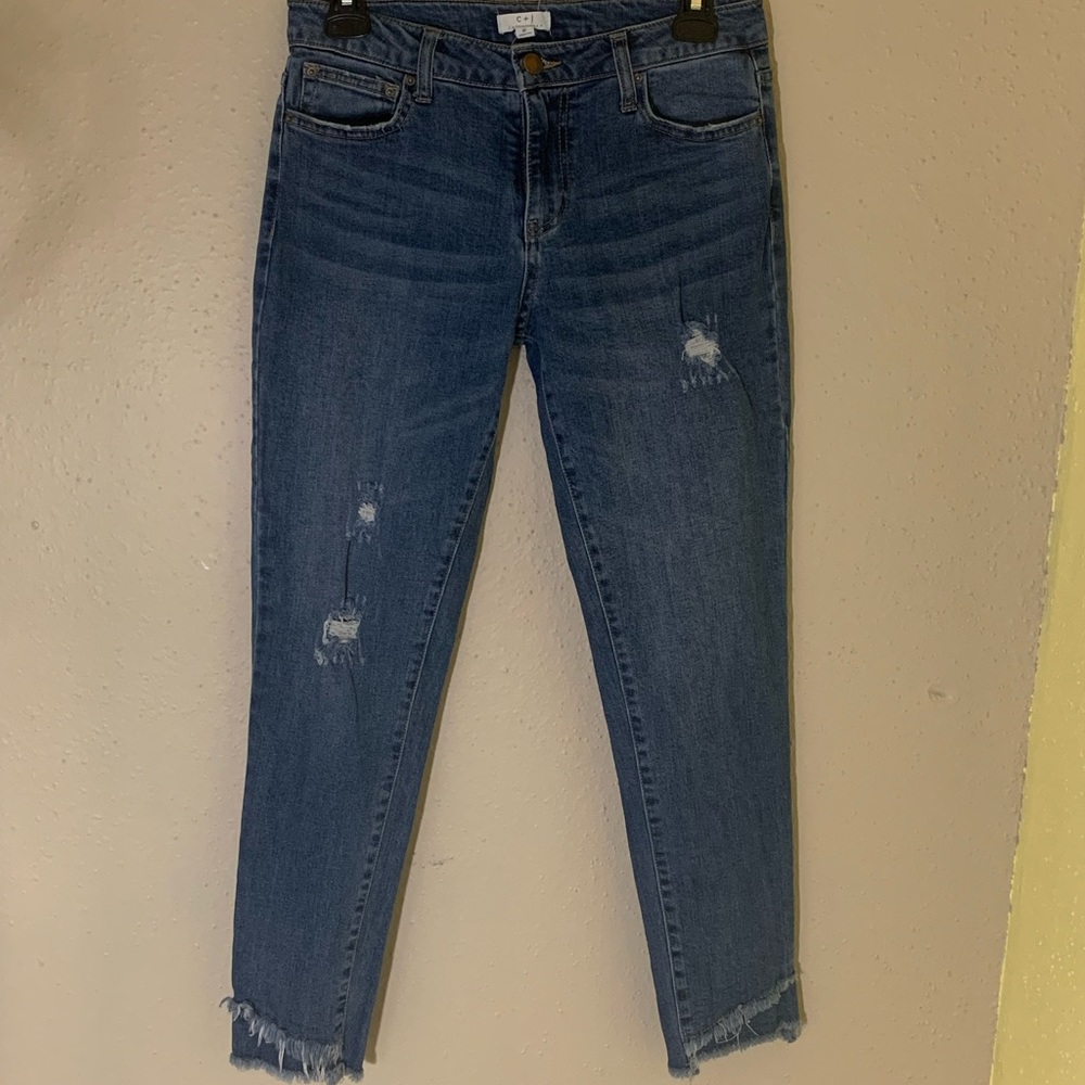 C + J Raw Hem Stretch Jeans (B17)